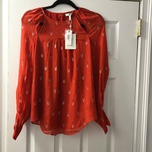Elegant Joie Burnt Orange Long Sleeve Blouse